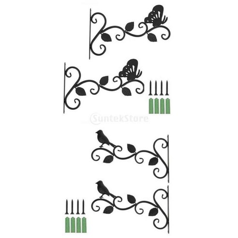 4 개 벽 교수형 바구니 브래킷 철 후크 울타리 데크 베란다, 3 잎새, 검은 색