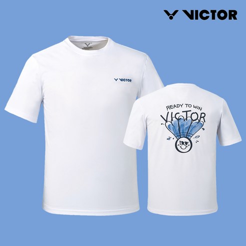 빅터 티셔츠 스마일셔틀콕티 남녀공용 화이트 V243RT-5352U