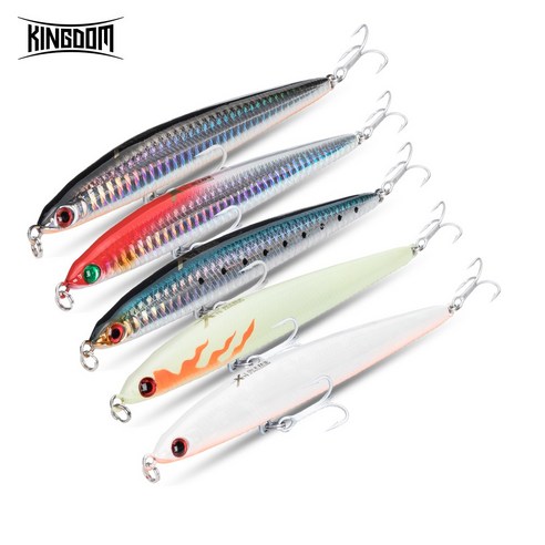 킹덤 5383 싱킹 펜슬베이트 배스바다 원투 (17g 30g) 루어낚시 스틱 하드베이트 세트, 17g 124mm, 랜덤 5pcs