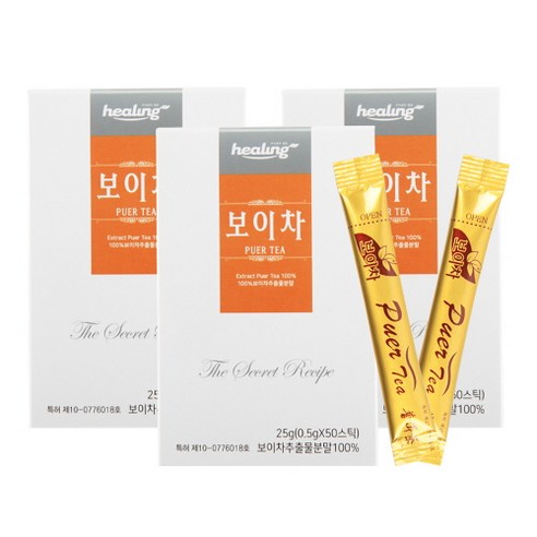 힐링 보이차 운남성 50스틱 x3박스, 1세트, 3개
