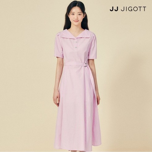 JJ지고트 스트라이프 와이드 칼라 원피스 GP5P0OP561