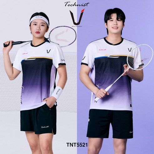 테크니스트 배드민턴 안세영 티셔츠 반팔 상의 화이트 퍼플 블랙 TNT5521 남성 여성
