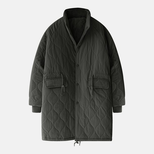 오나크 프리미엄 남자 오버핏 퀼팅 롱패딩 시보리 소매 코트 자켓은 겨울용으로 디자인된 남성용 의류입니다.