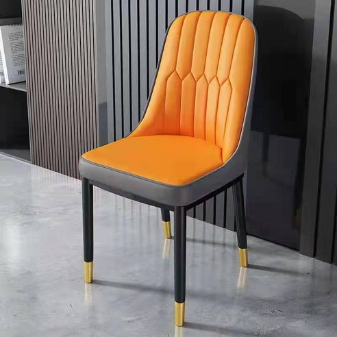 CAICHEN북유럽 라이트 럭셔리 패밀리 레스토랑 의자 심플 등받이 의자, 오렌지, 1개