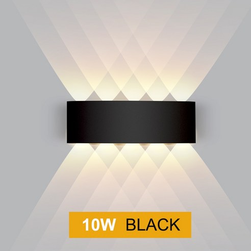 [FNJ] Ip65 Led 벽 램프 야외 방수 정원 조명 알루미늄 Ac86-265 실내 침실 거실 계단 벽 빛, 따뜻한화이트(2700-3500K)_블랙 10W