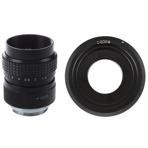 AFBEST 1 pcs 블랙 25mm f1.4 cctv 렌즈 및 canon eos m m2 m3 카메라 어댑터 링 렌즈에 대 한 c 마운트 시네 영화, 검정