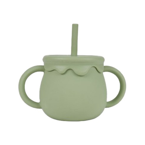 리틀클라우드 유아용 꿀단지 멀티 실리콘 빨대컵 250ml, 1개, 올리브