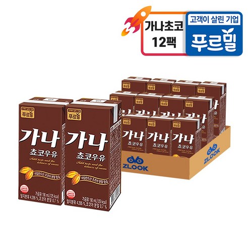 푸르밀 멸균 가나초코우유 190ml 12팩, 12개