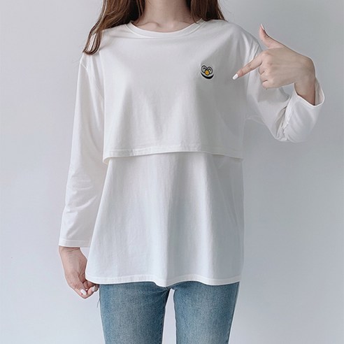 라타 임산부 수유복 스마일 긴팔티