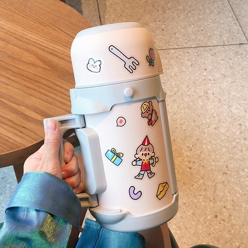 smy보온병 여행 대용량 주전자 따뜻한 야외 휴대용 컵 간단한 야외 1000 Ml 학생 컵, 핑크 1 리터 무료 스티커, 하나