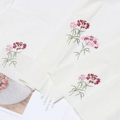 대폭 20수 광목 자수원단, 물방울꽃(핑크)의 매력 자수원단