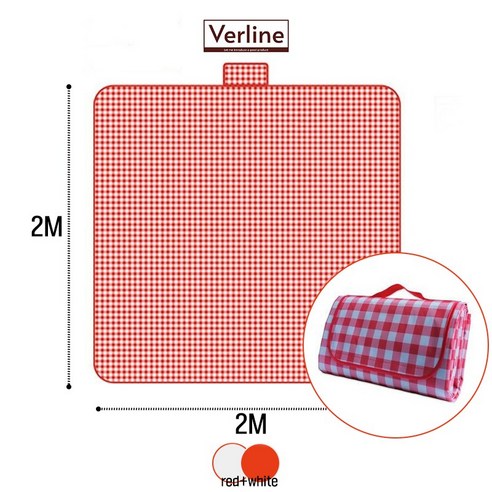 버라인 한강 캠핑 야외 접이식 대형 방수 돗자리 피크닉매트, 화이트+레드