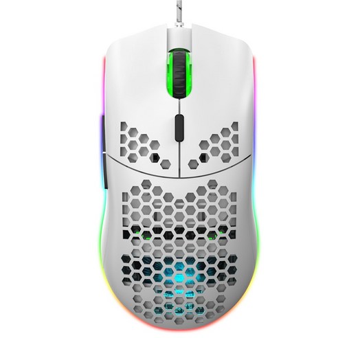 [SW] 하이엔드 경량 USB 유선 게이밍 마우스 RGB 마우스 6400 인치 당 점 벌집 중공 컴퓨터 노트북 화이트 블랙 매크로 프로그래밍, white-with box, 하나