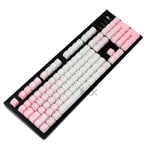 YJQ YMDK 더블샷 104 염색 PBT OEM 프로필 일몰 백라이트 키캡 세트 체리 MX 스위치에 적합 기계식 키보드, Pink White, 하나, 하나