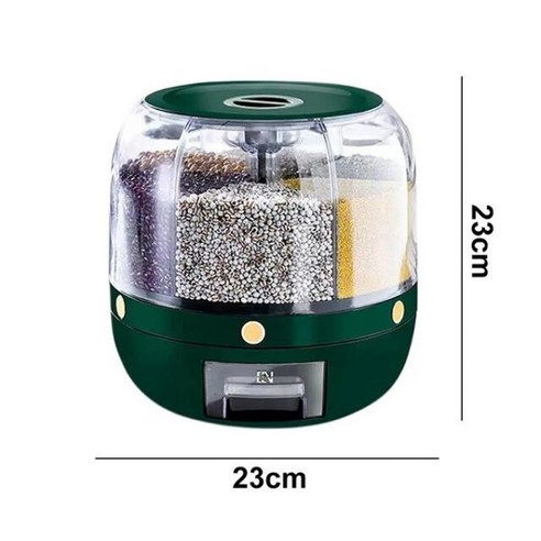 10kg 밀폐 20kg 계량 쌀통 대형 식품 저장 용기 360 ° 회전 쌀 통 시리얼 디스펜서 탱크 곡물 상자 주방, Mini Yellow