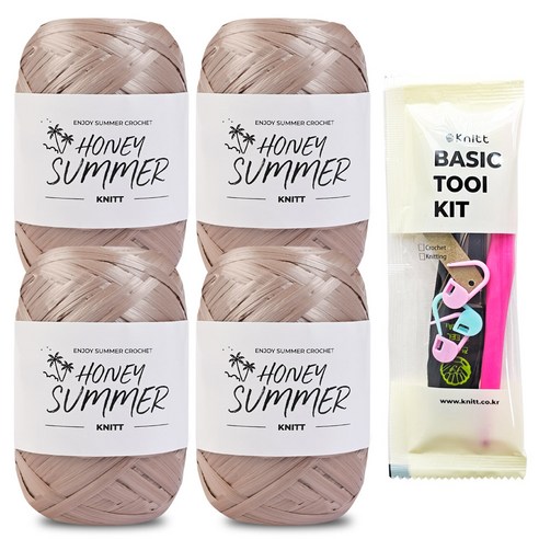 니뜨 허니썸머 뜨개실(50g)x4볼+뜨개기본도구(6/0호), 03_머드베이지