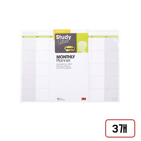 3M)포스트잇 스터디메이트, (먼슬리 플래너/20매/M327801) 3개