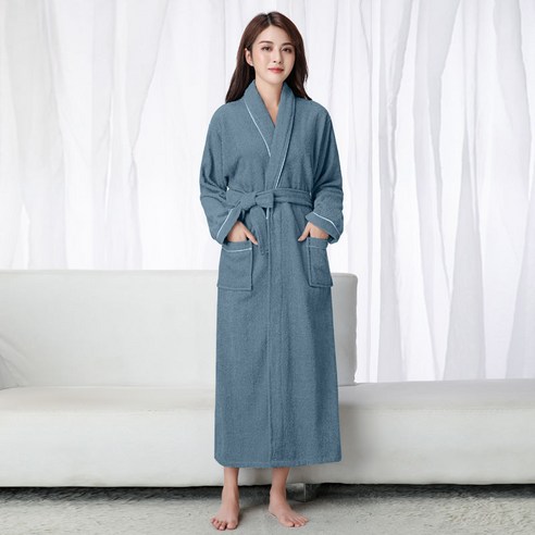 DFMEI-Y 사계절 유니버설 남성과 여성 커플 목욕 가운 목욕 물 흡수 빠른 건조 원피스, M [155-100kg], DFMEI 1932 공작 블루