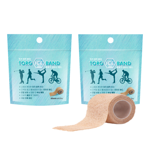 토르그 아이스밴드 X 2개 냉찜질 멘솔밴드 자가점착붕대 테이핑 압박 탄력붕대