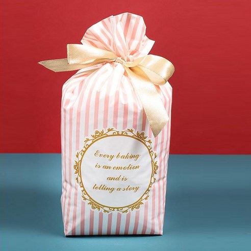 생일 선물 포장봉투 어린이집 기프트백, 200개, 줄무늬 핑크