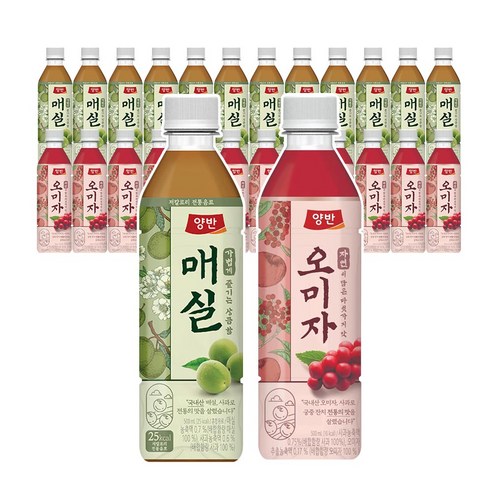 양반 오미자차 500ml 6입 + 매실차 500ml 6입, 1세트