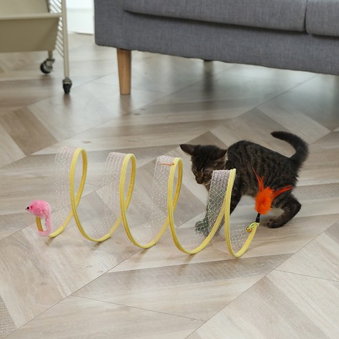 고양이 접이식 스프링 터널 장난감