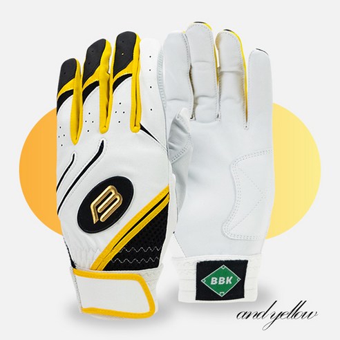 2023 BBK 배팅장갑 BG395 백검 야구장갑, 블랙엘로우