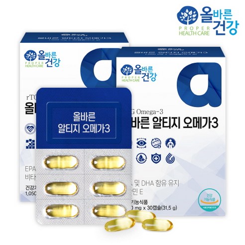 올바른건강 올바른 알티지 오메가3 1050mg x 30캡슐, 3박스, 30정