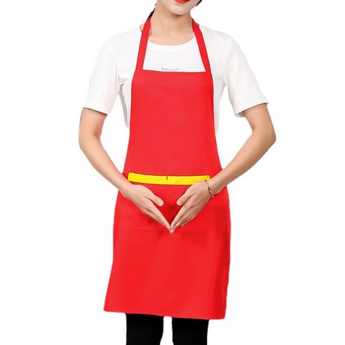 ANKRIC 방수앞치마 앞치마 작업복원숄더 목 앞치마 먼지 방지 및 얼룩 방지, 빨간색