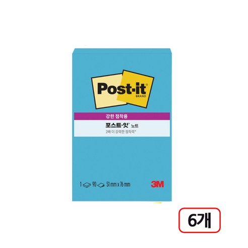 3M포스트잇 )강한점착용 (656-SSN) 6개입, 일렉트릭블루