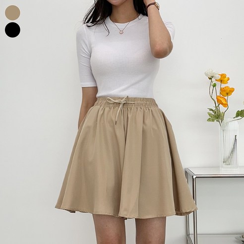 블레스유 여성 플레어 밴딩 편안한 여름 시원한 하늘하늘 소재 찰랑핏 빅사이즈 데일리 치마바지