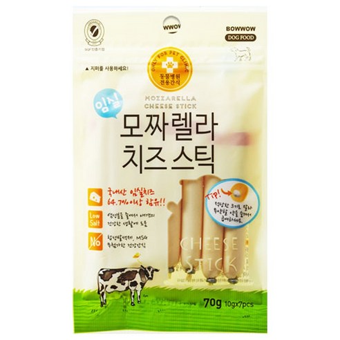 바우와우 임실 모짜렐라 치즈 스틱 70g 강아지간식, 단품