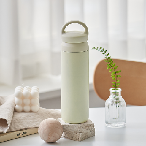 핸들 손잡이 스텐 텀블러 500ml, 아이보리, 1개