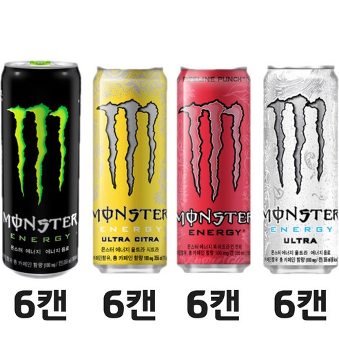 몬스터에너지 4종 세트 355ml x 24캔, 24개