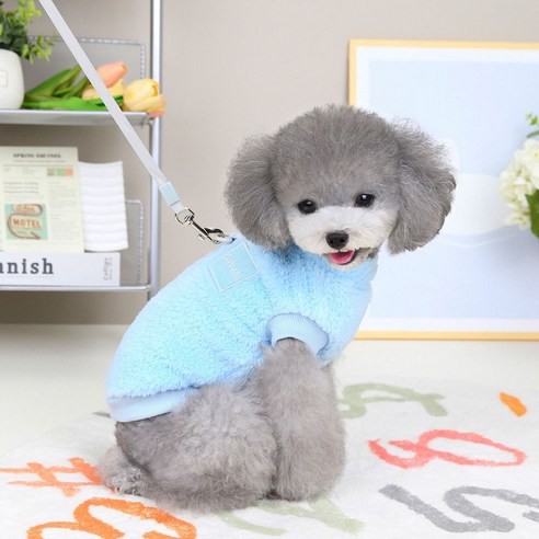 별숲 강아지 양털 조끼, 블루, 1개