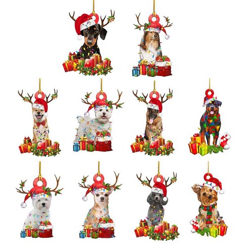DKaony 크리스마스 강아지 펜던트 트리 나무 기호 매달려 장식 이웃 친구 가족을위한 선물, B (11-20)