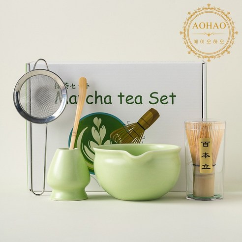 AOHAO 연한 색 차선 5PCS 세트 MATCHA WHISK, 6세트, 연두색