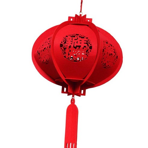 빨간 중국 등불 새해를 위한 전통적인 교수형 펠트 등불 장식 중국 봄 축제 축하 결혼식 파티 레스토랑, 빨간색, 느꼈다