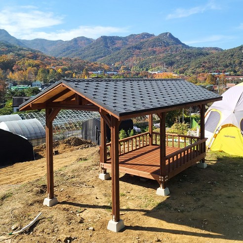 [자연쉼터] 확장형 도색 원두막 정자 (3면 난간과 주춧돌 포함 시공비 별도) - 정자 | 쿠팡