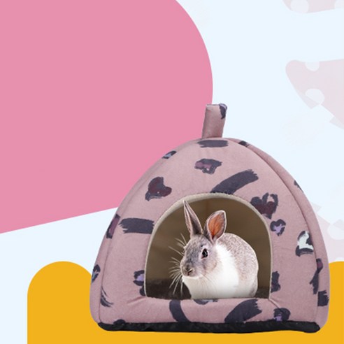 강아지 고향이 숨숨집 소형 반려동물 펫 소프트 쿠션하우스, 1개, 삼각집 로즈핑크