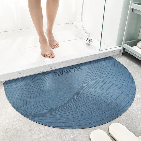 반원 홈 화장실 입구 흡수지 매트 입구 침실 화장실 밟다 발판 욕실 미끄럼 방지 매트, 40*60cm, 라인주의-블루