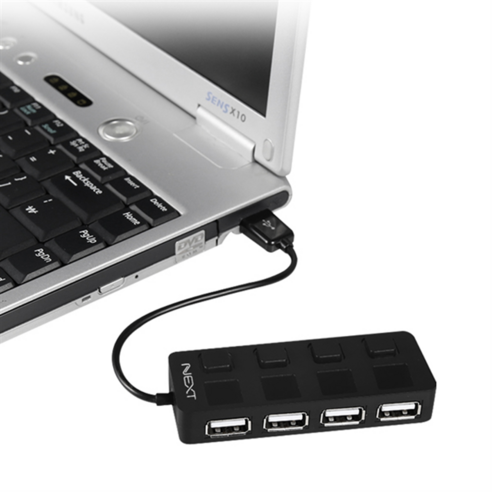 넥스트 USB 2.0 4Port 무전원허브 NEXT-204UH, 블랙