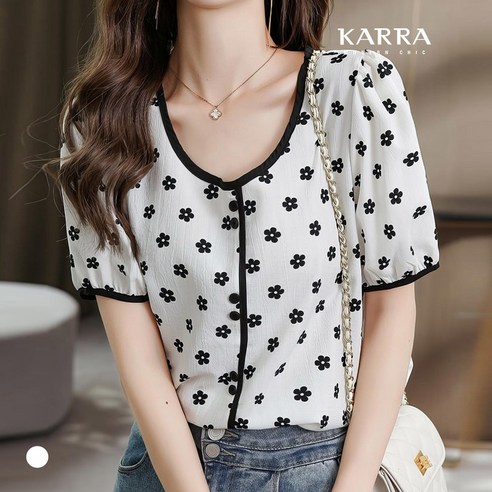 카라 KARRA 77까지 블랙가든블라우스 A4M0740