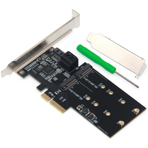 Xzante JMB585 칩셋 PCIE 3 포트 SATA 6GB 2 B 키 M.2 SSD 슬롯 PCI Express 컨트롤러 카드, 검은 색