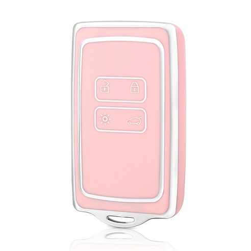 OFFCURVE TPU 르노삼성 엣지라인 자동차 4버튼 샤인 XM3 SM6 QM6 풀커버 스마트키 적용 키케이스 단품 다양한 컬러, 핑크 실버