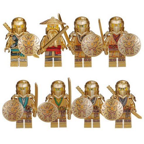 한마 골드 닌자고(NINJAGO) 캐릭터 호환 블럭 8종 피규어, 1세트