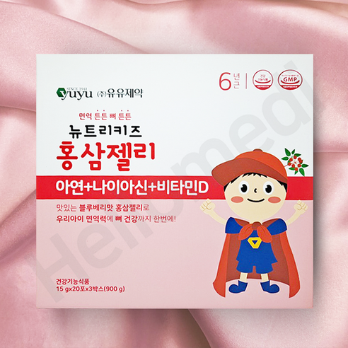 유유제약 뉴트리키즈 홍삼젤리 아연 + 비타민D 어린이 영양제, 15g, 60포 홍삼/인삼