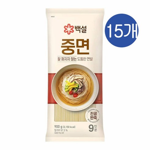 CJ 백설 중면, 900g, 15개