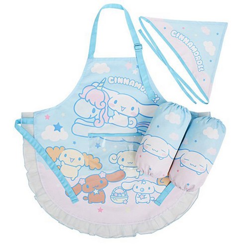 산리오 여아용 시나모롤 앞치마 + 솜사탕 토시 + 두건 세트 PR022