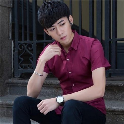 셔츠 남자 여름 한국 스타일 유행 잘 생긴 반소매 셔츠 캐주얼 중간 슬리브 셔츠 반소매 코트